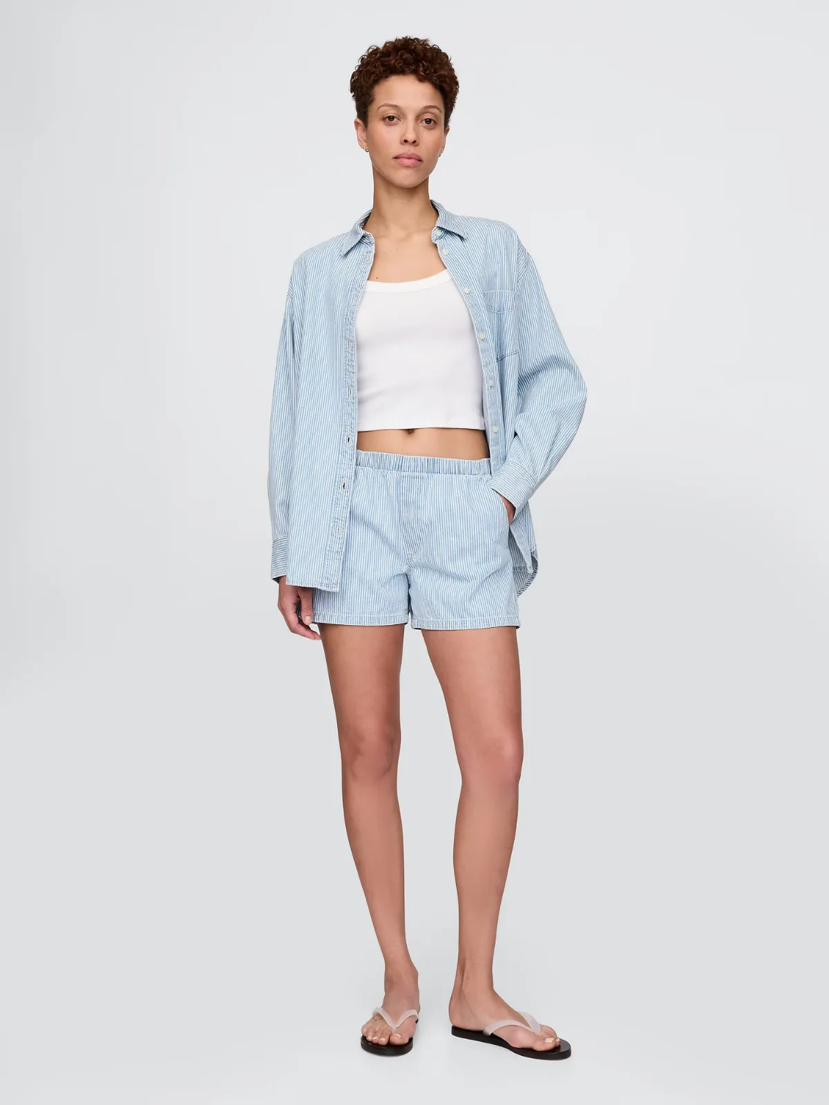 Mid Rise Easy Denim Boxer Shorts by Gap