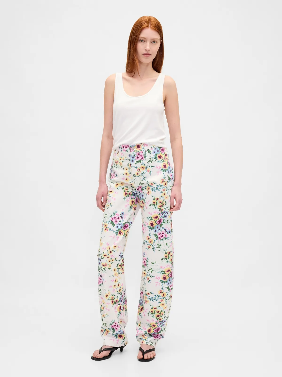 High Rise Floral Barrel Jeans by Gap