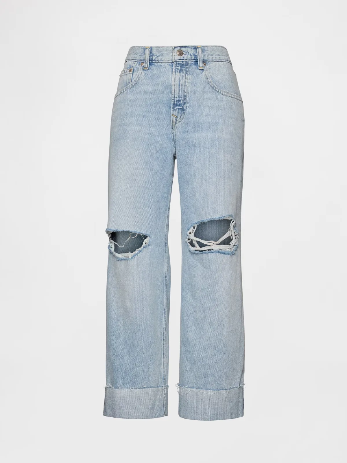 Low Slung Cuffed Relaxed Crop Jeans