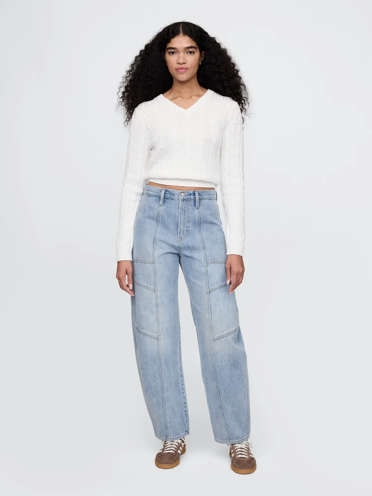 High Rise Seamed Barrel Jeans by Gap