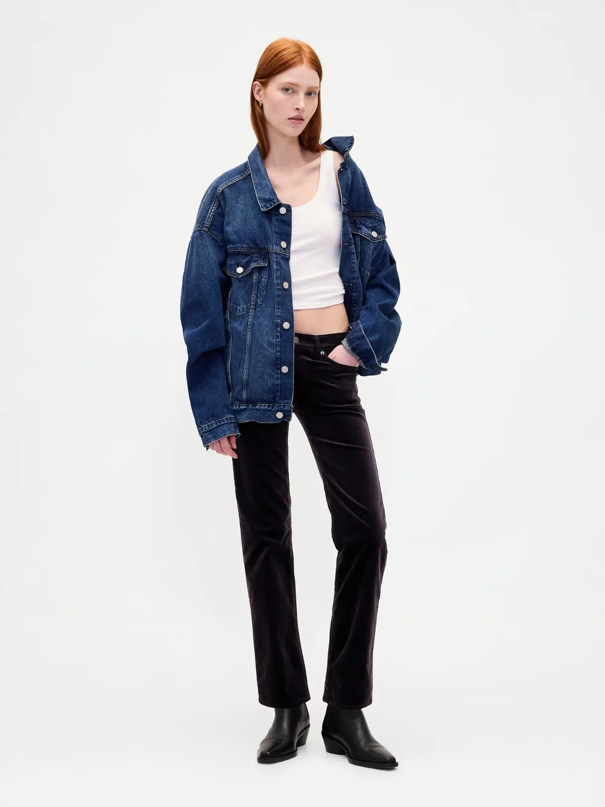 Low Rise Velvet 90s Slim Straight Pants by Gap