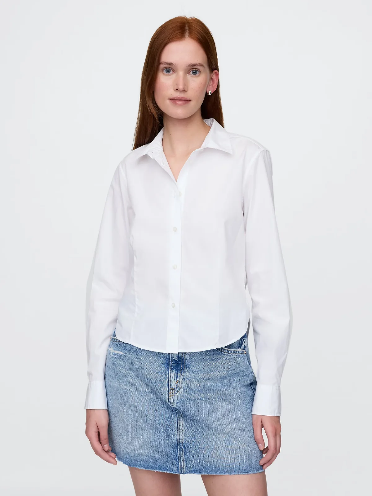 Organic Cotton Fitted Crop Shirt by Gap