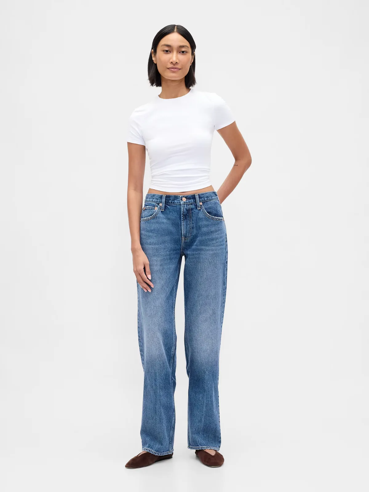 Mid Rise Rigid Relaxed Straight Jeans by Gap
