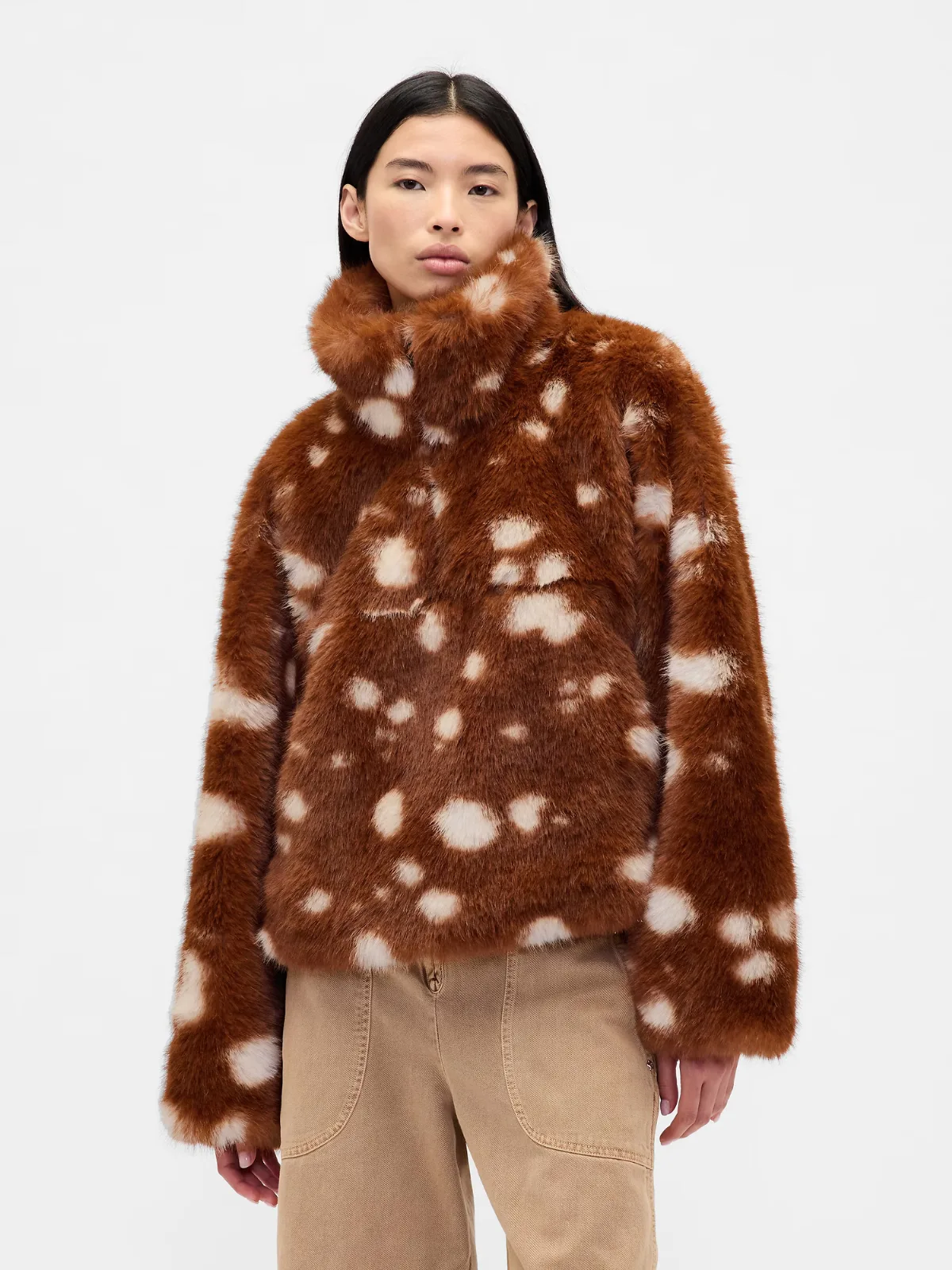 Gap x Sandy Liang Spotted Vegan Fur Half-Zip Pullover by Gap