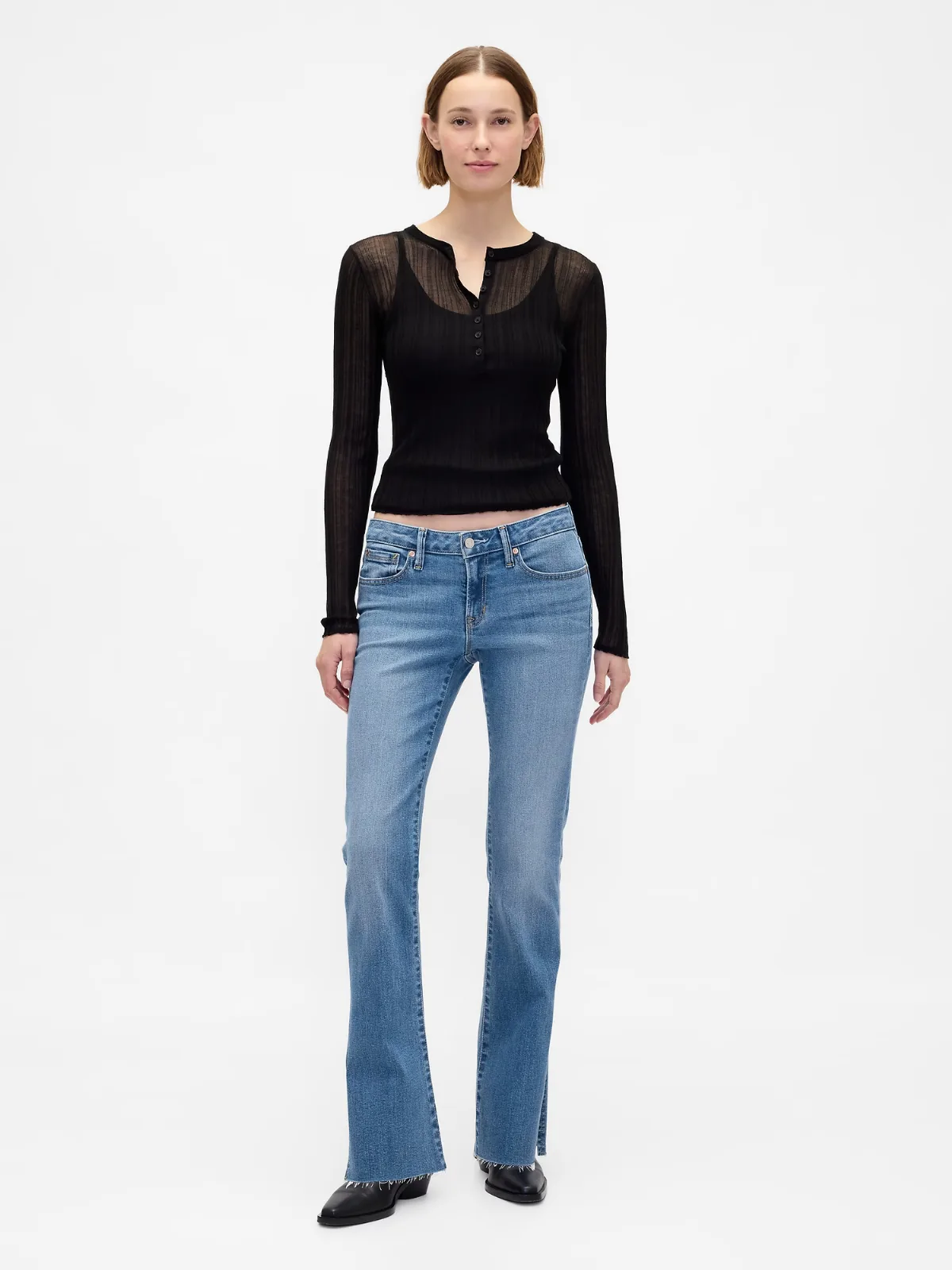 Low Rise Long & Lean Split-Hem Jeans by Gap
