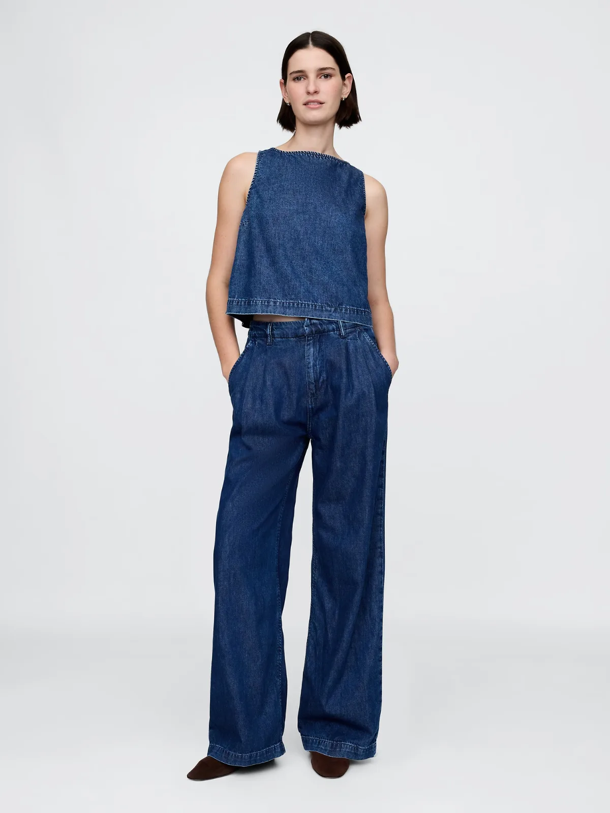 365 High Rise UltraSoft Pleated Denim Trousers