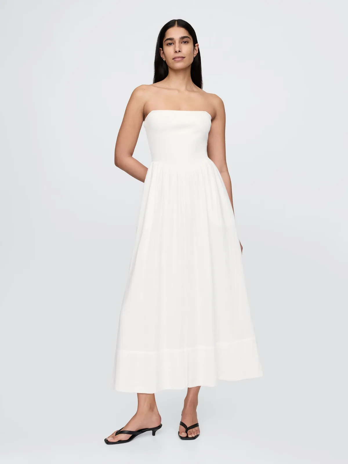 Cotton Gauze Mixed Media Maxi Dress by Gap