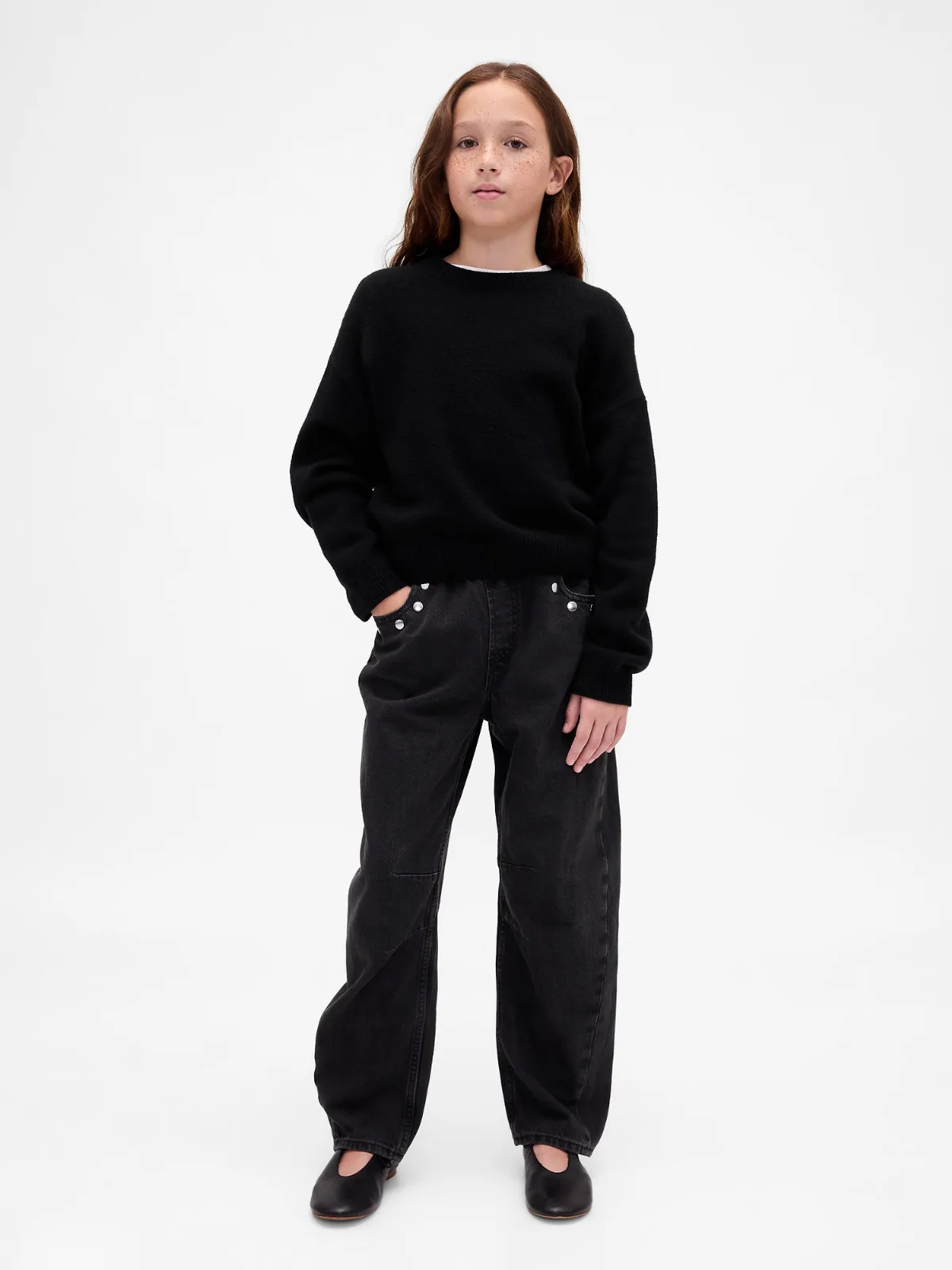 High Rise Studded Easy Barrel Jeans by Gap