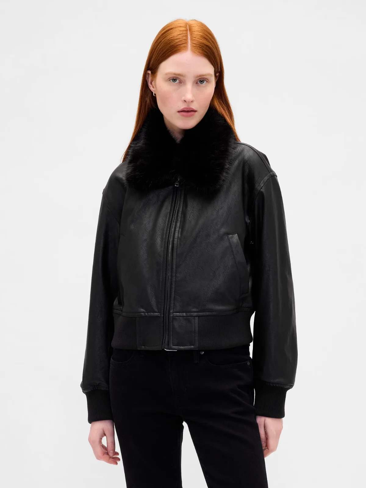 Vegan Leather Bomber Jacket by Gap