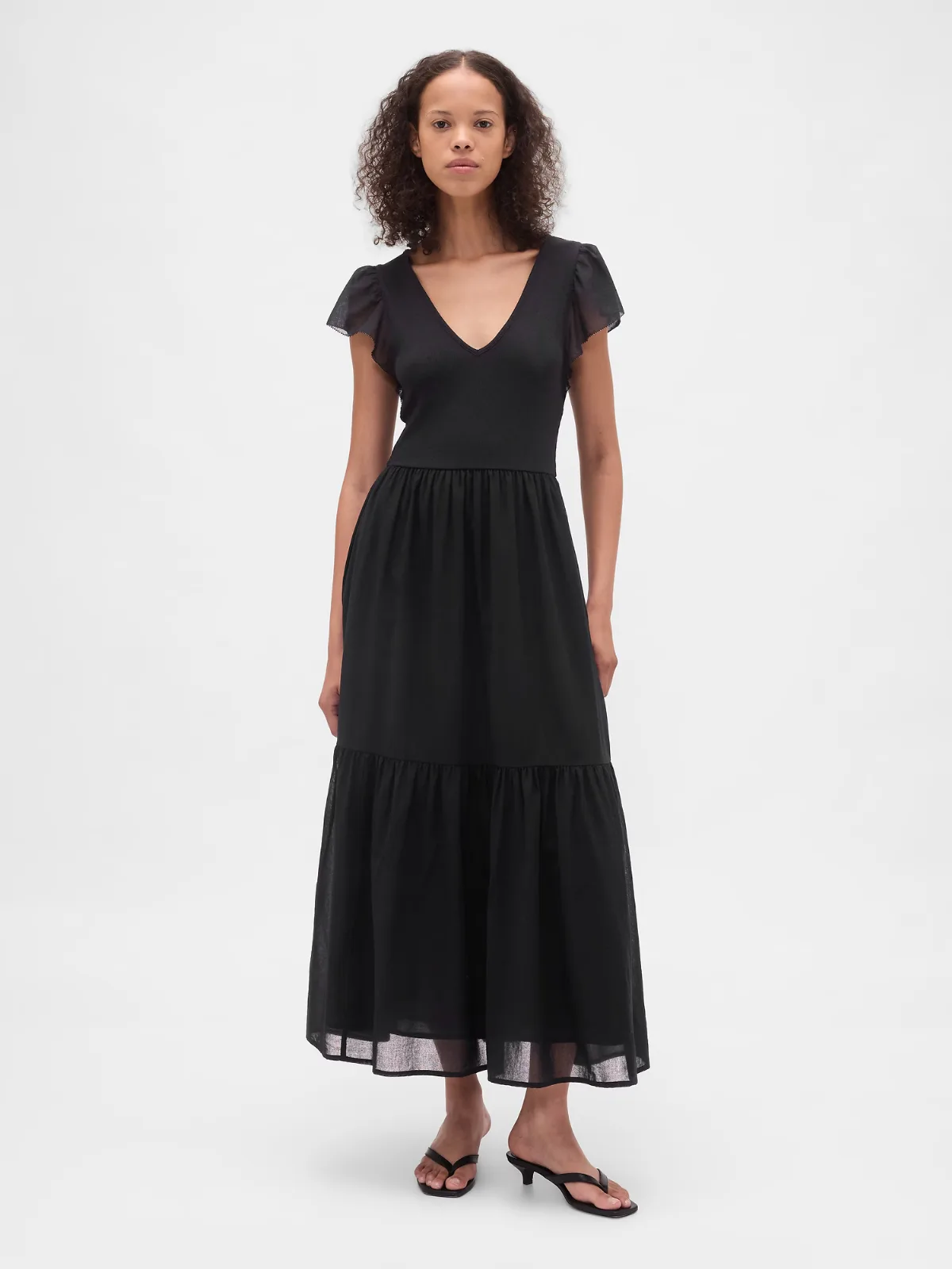 Modern Mixed Media Ruffle Maxi Dress by Gap