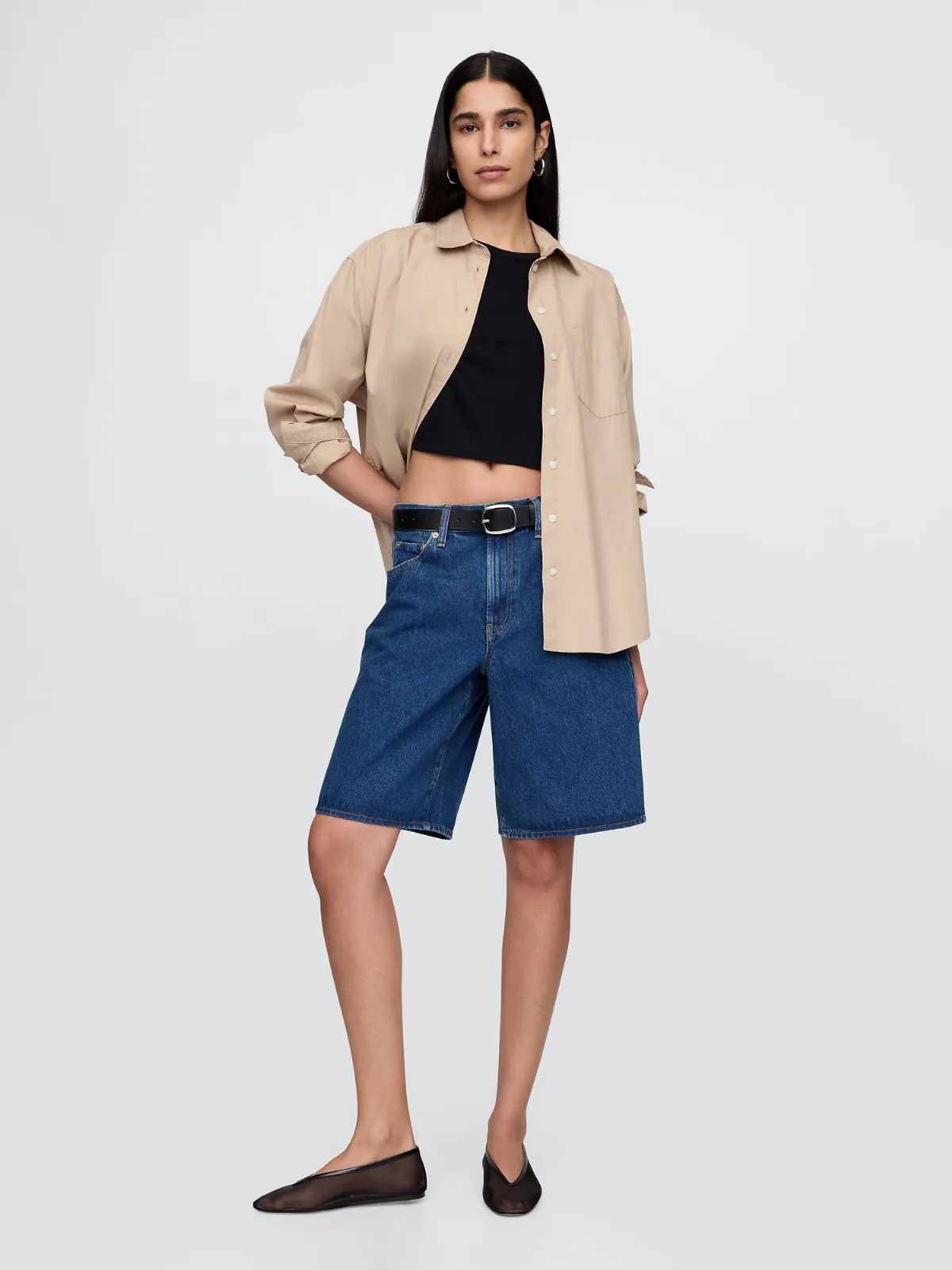 11" Mid Rise Longline Denim Shorts by Gap