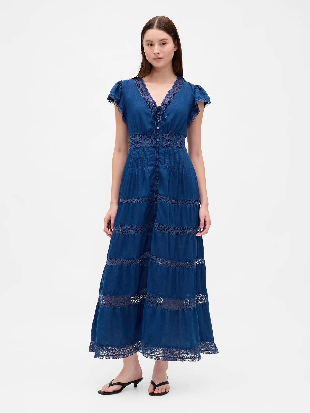 Lace-Trim Midi Dress by Gap