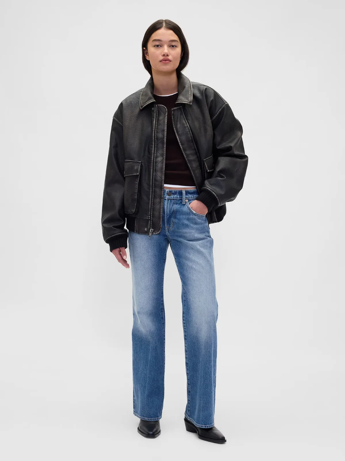 Mid Rise Rigid Relaxed Flare Jeans by Gap
