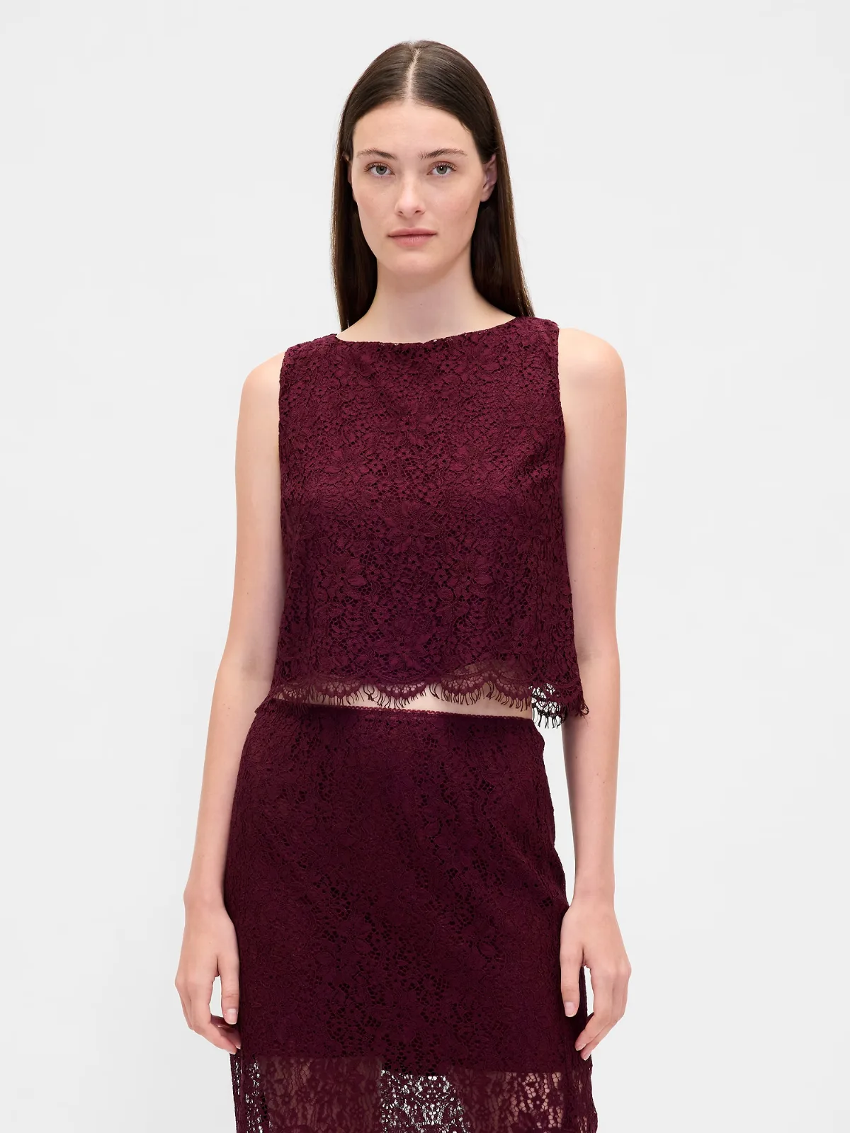 Lace Boatneck Crop Shell Top by Gap