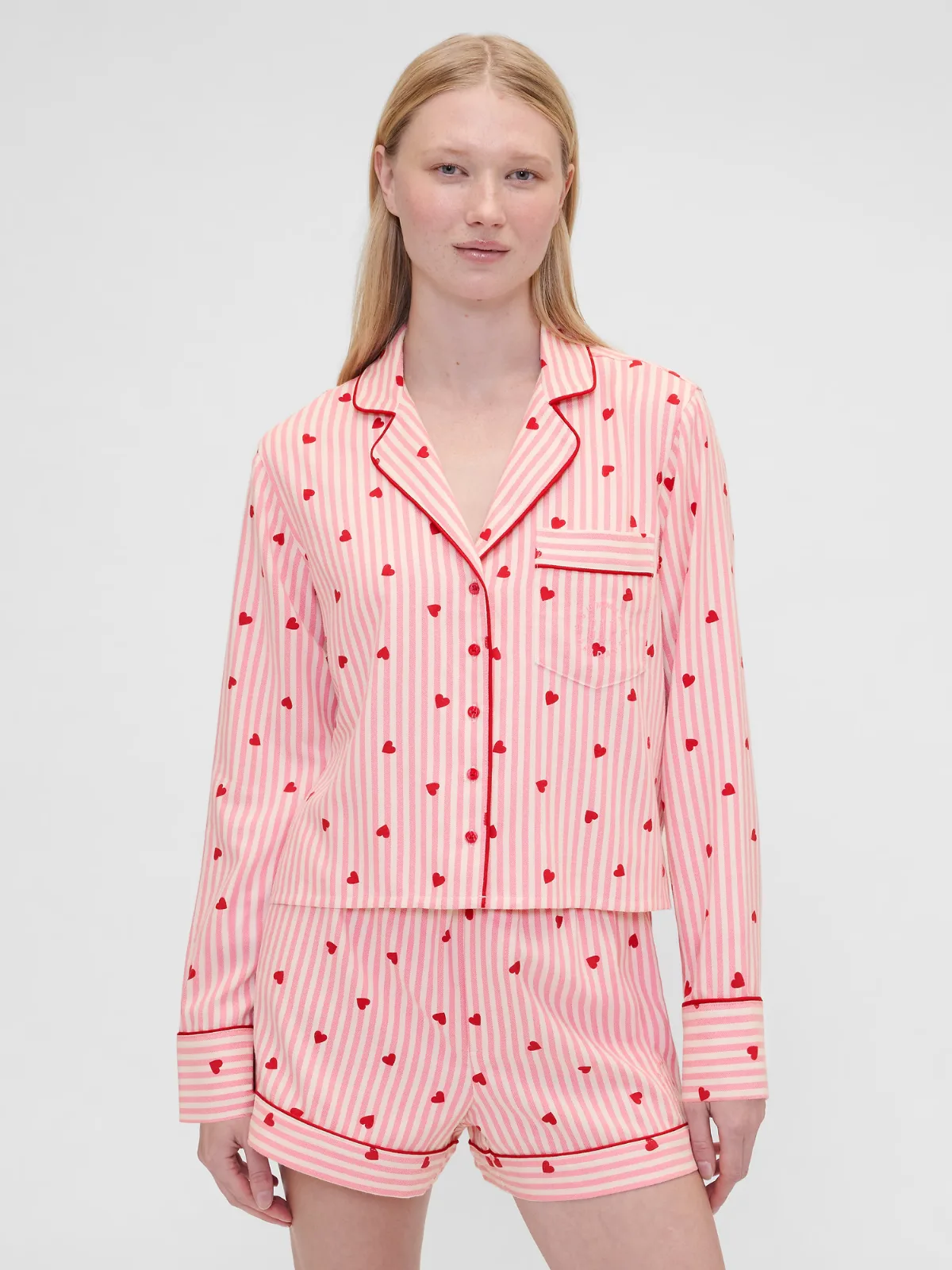 Gap x Summer Fridays Relaxed Flannel Hearts PJ Shirt by Gap
