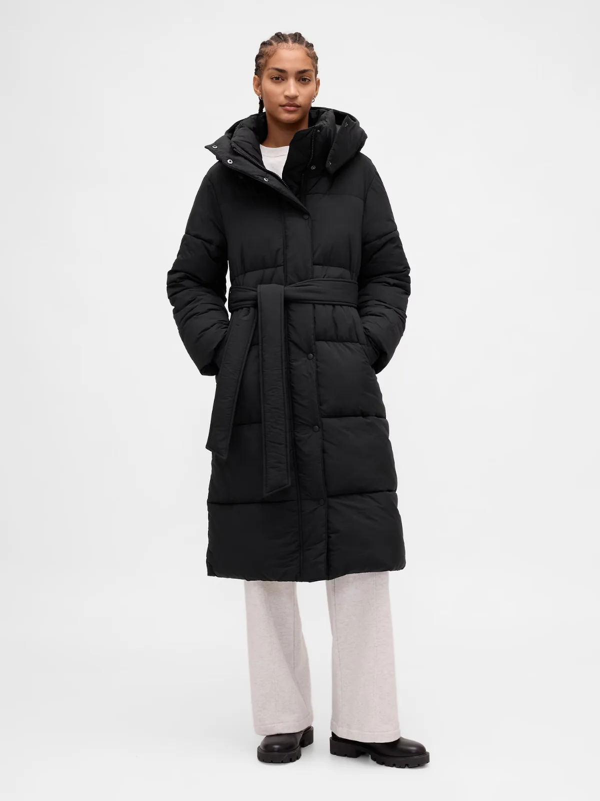 Belted Long Puffer Coat