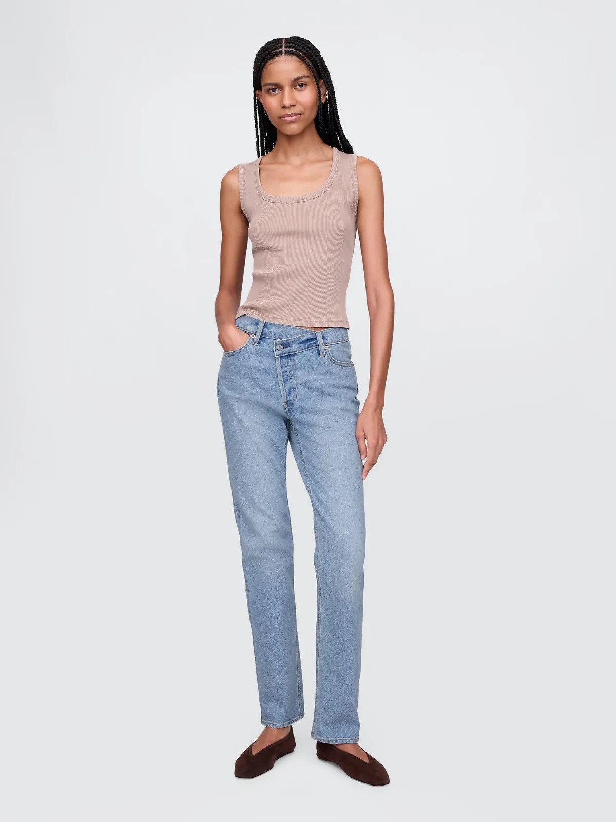 High Rise Crossover 90s Slim Straight Jeans by Gap
