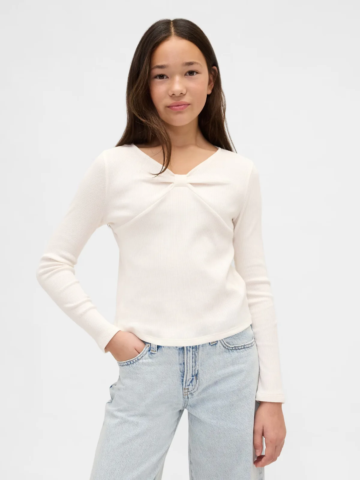 Bow-Neck T-Shirt by Gap