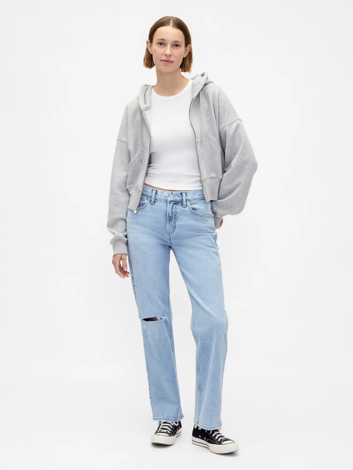 Mid Rise Relaxed Straight Jeans by Gap