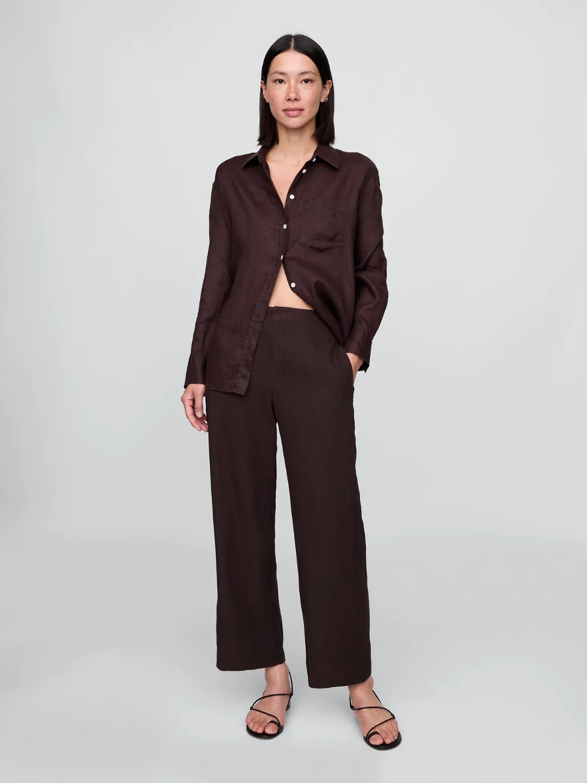 Linen-Blend Relaxed Straight Ankle Pants