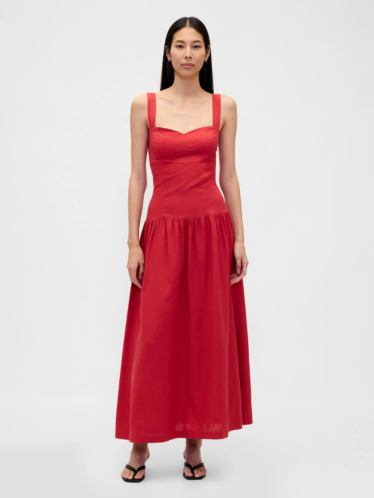 Linen-Blend Drop-Waist Corset Maxi Dress by Gap