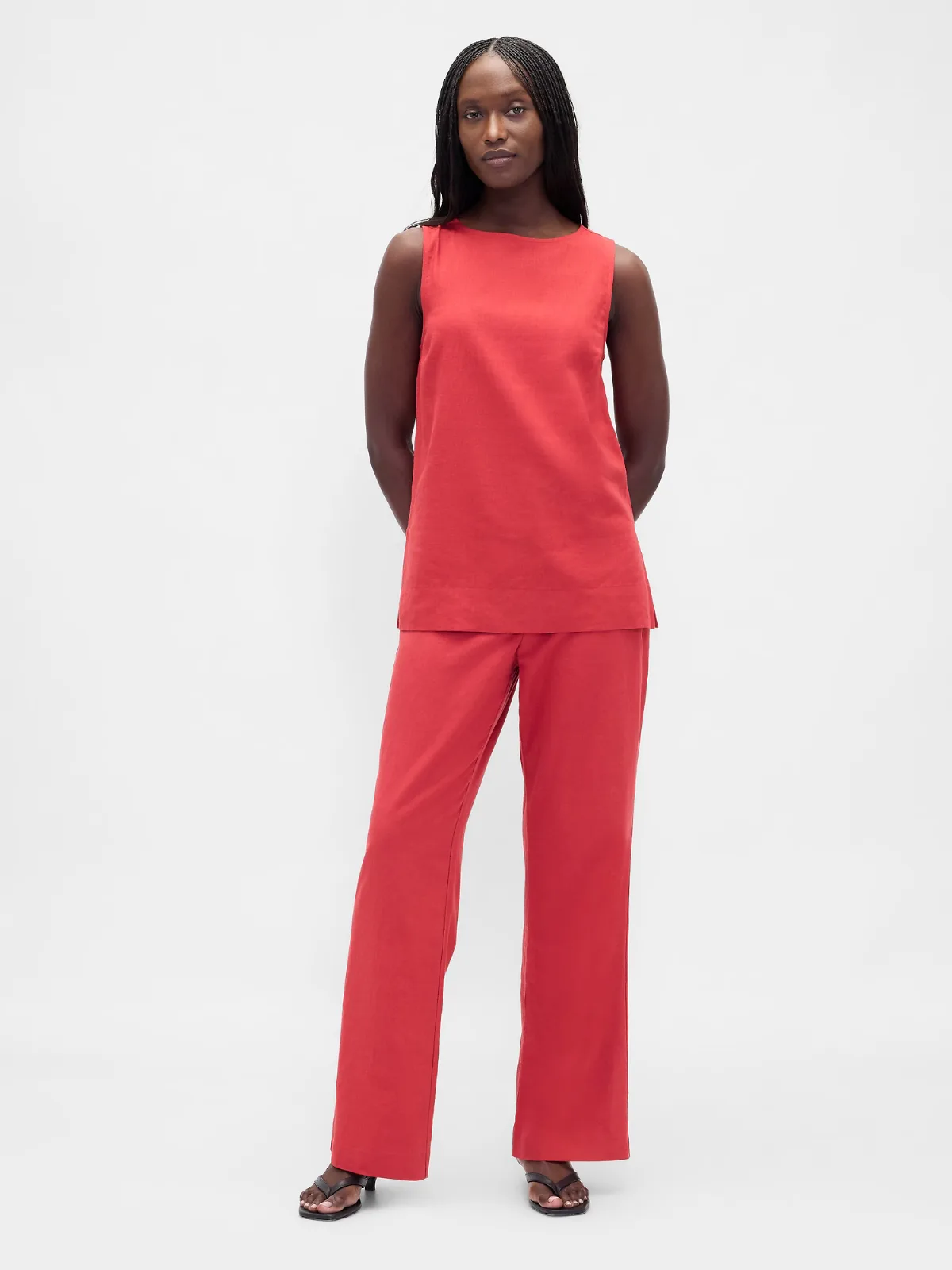 Low Rise Linen-Blend Flare Pants by Gap