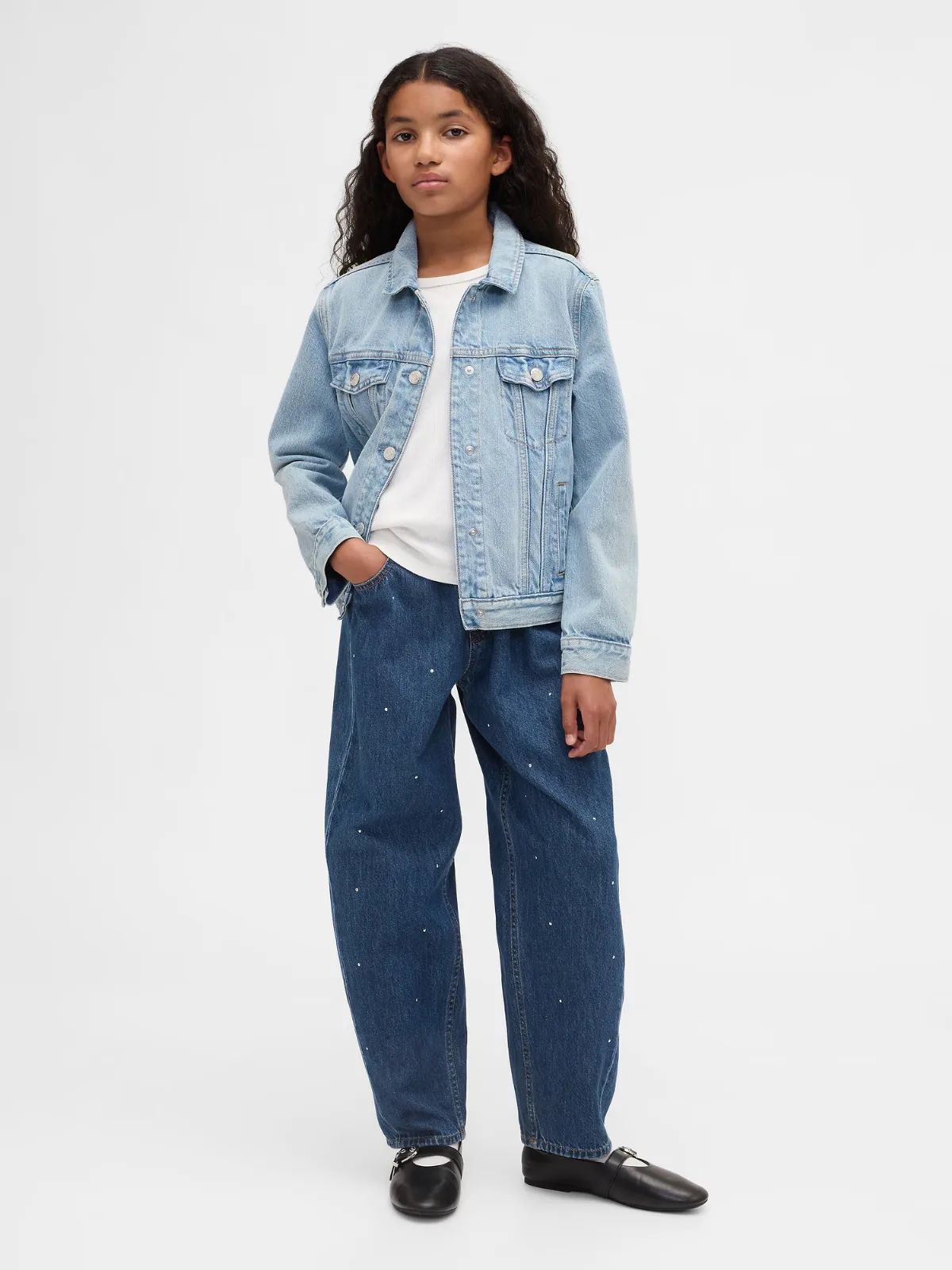 High Rise Rhinestone Easy Barrel Jeans by Gap