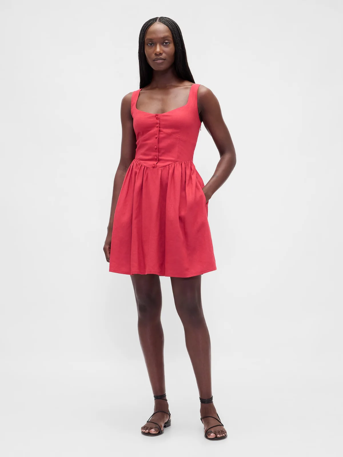 Linen-Blend Drop-Waist Mini Dress by Gap