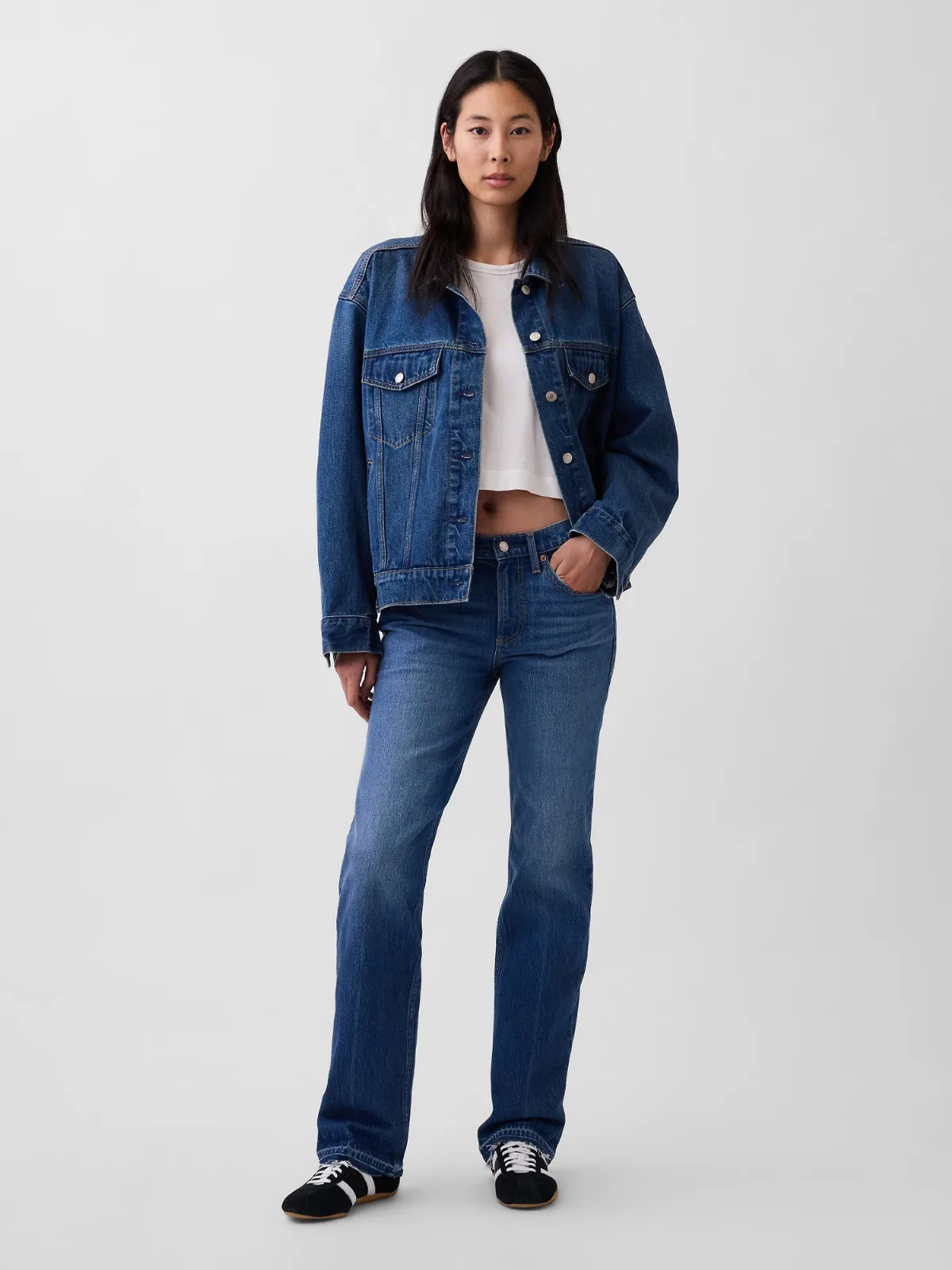 Mid Rise Relaxed Straight Jeans