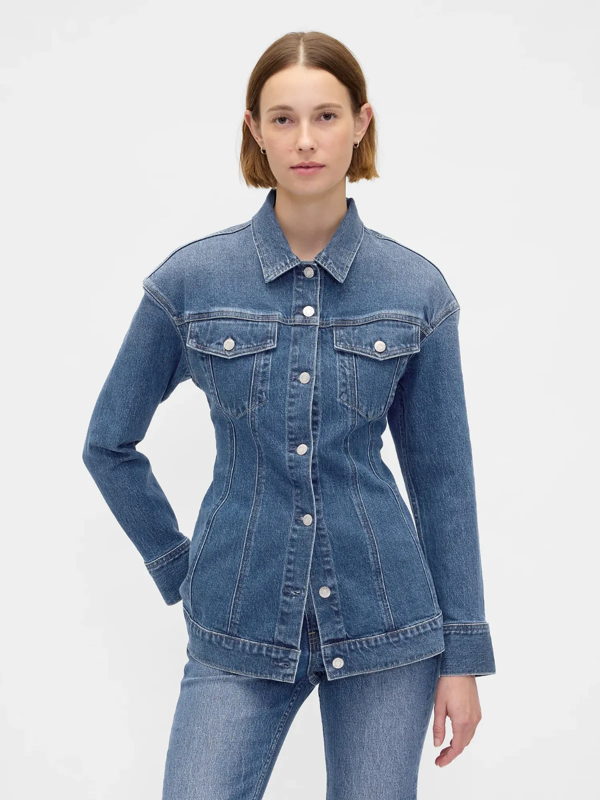 Contoured Longline Denim Jacket
