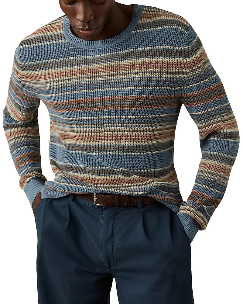 Sunwashed Cotton Stripe Crewneck Sweater by Faherty