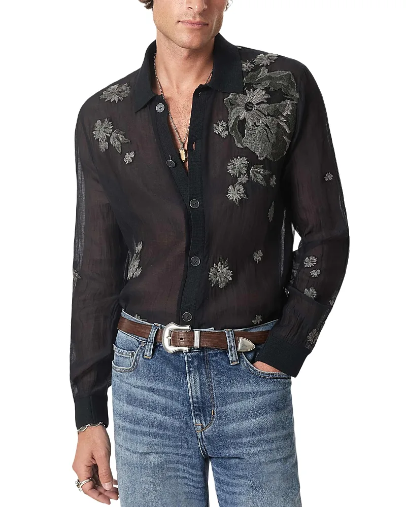 Arden Cotton & Silk Sheer Floral Shirt by John Varvatos
