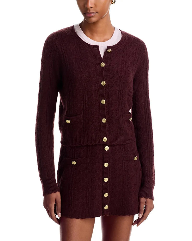 Eugenie Wool & Cashmere Cable Knit Cardigan Sweater by LoveShackFancy
