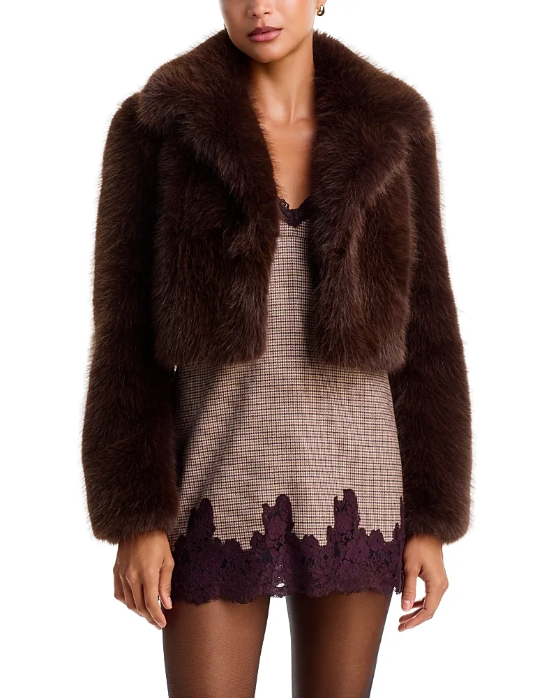 Stroma Faux Fur Cropped Jacket by LoveShackFancy