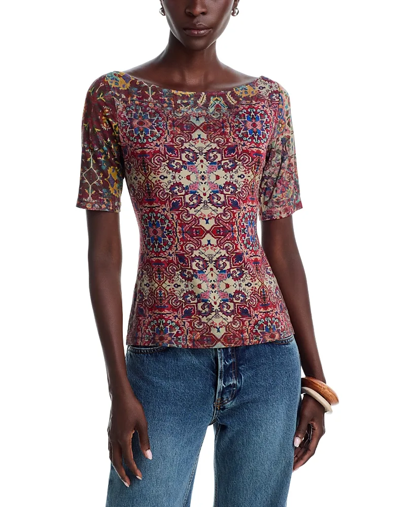 The Janie Favorite Boatneck Fitted Tee by Johnny Was