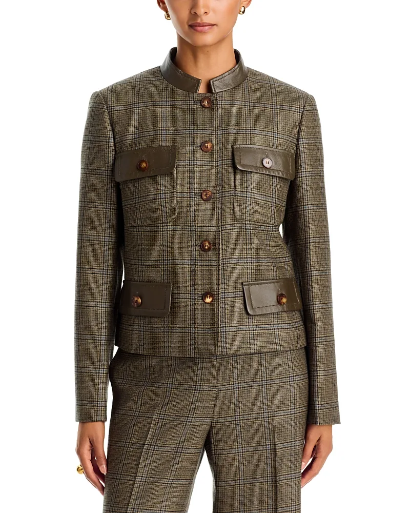 Leather Trim Wool Cropped Jacket by Lafayette 148 New York