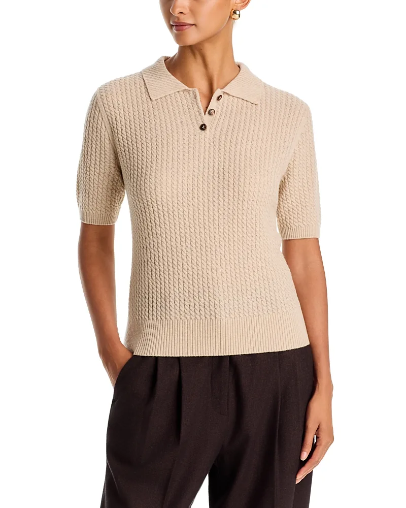 Cable Cashmere Polo Sweater by Lafayette 148 New York