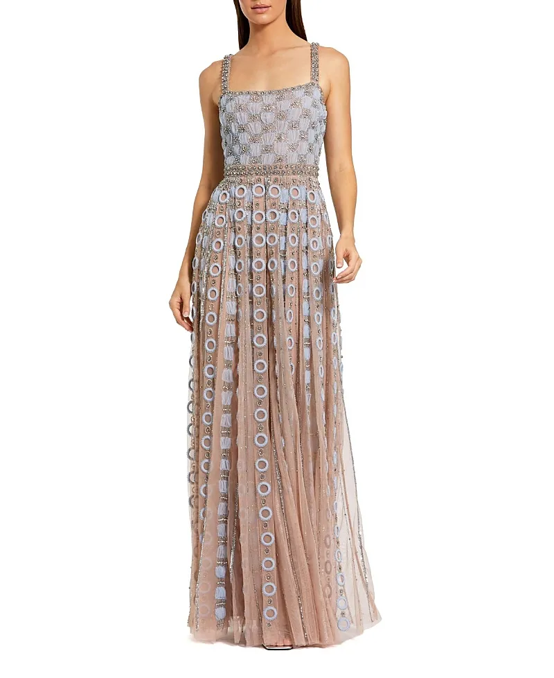 Mac Duggal Embellished Mesh A-Line Evening Gown by M.A.C.
