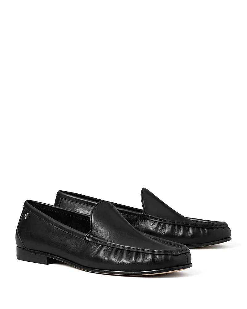Classic Ruched Leather Loafers by Tory Burch