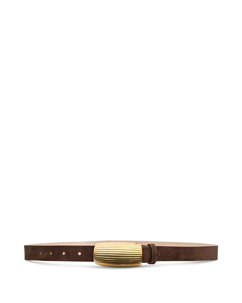 Machado Suede Ribbed Domed Belt by L'AGENCE
