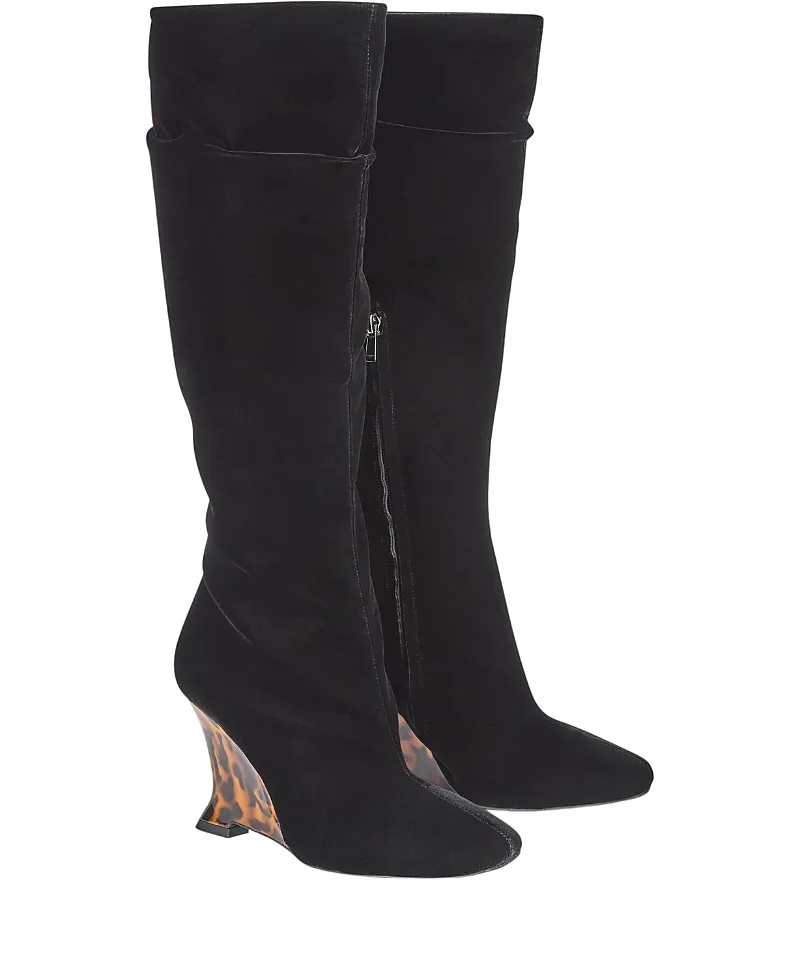Wedge Boots in Velvet by Balmain