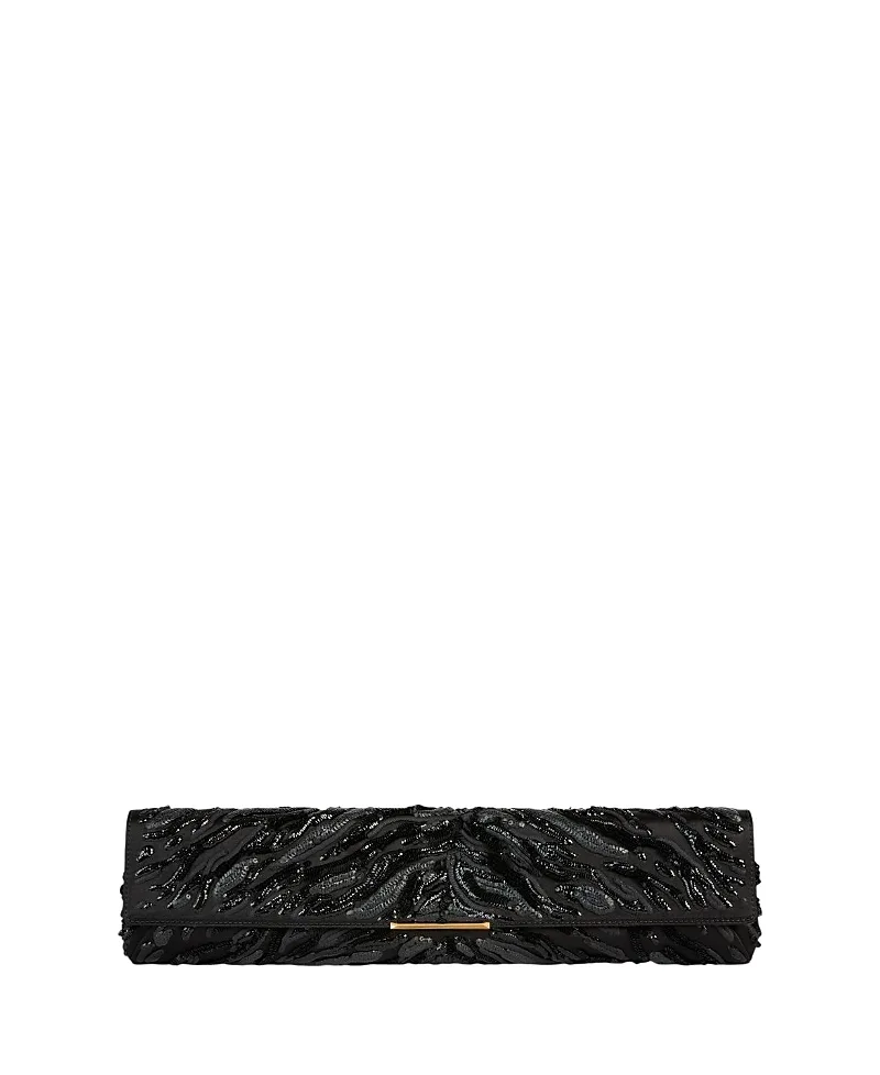 Long Clutch Bag in Embroidered Satin