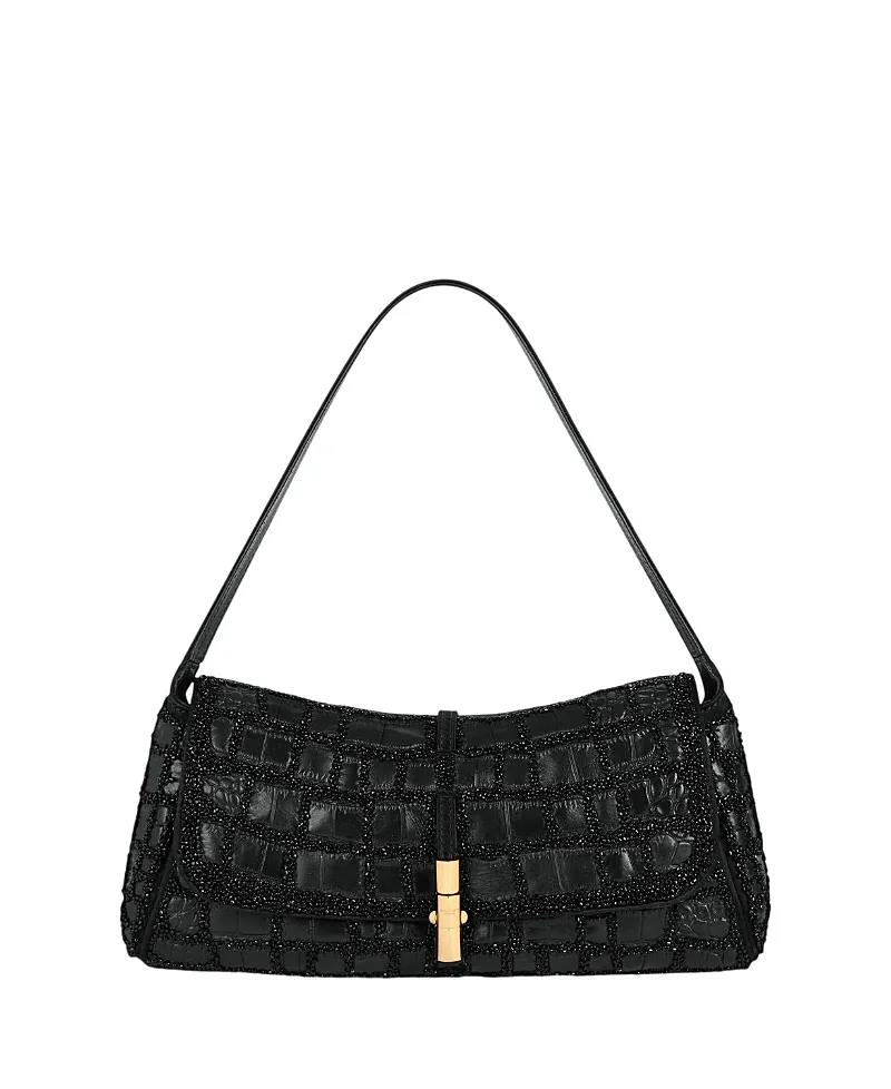 Metropolis Bag in Crocodile-Effect Leather with Embroidery by Balmain