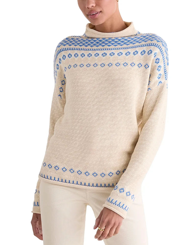 Cotton Mock Neck Fair Isle Sweater by Vineyard Vines