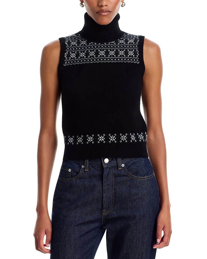 Icelandic Fairisle Float Cashmere Sleeveless Turtleneck Sweater by Thom Browne