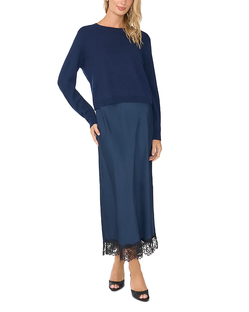 Two Piece Look Crewneck Slip Dress by Vince Camuto