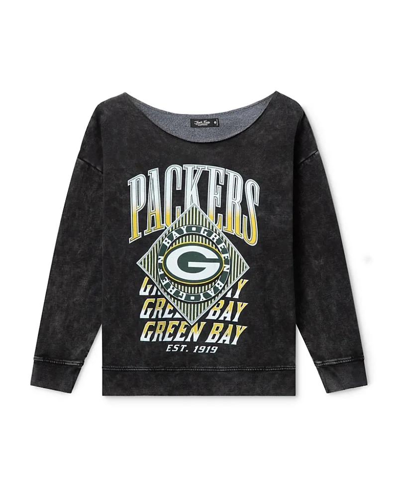 NFL Green Bay Packers Off Shoulder Cropped Fleece by Junk Food