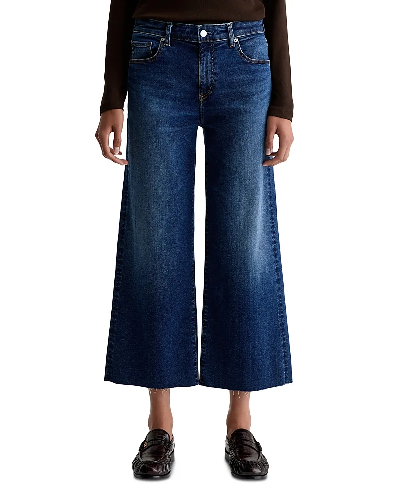 Saige Mid Rise Cropped Wide Leg Jeans by AG