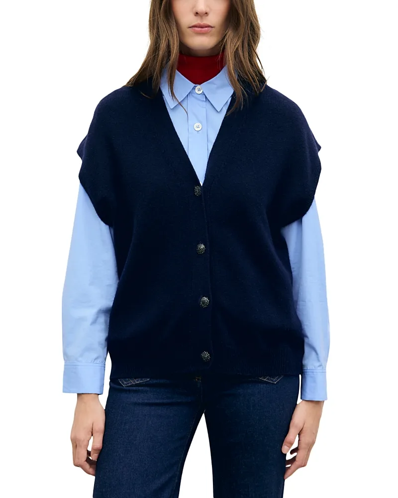 Reba Wool Cardigan Vest by Gerard Darel