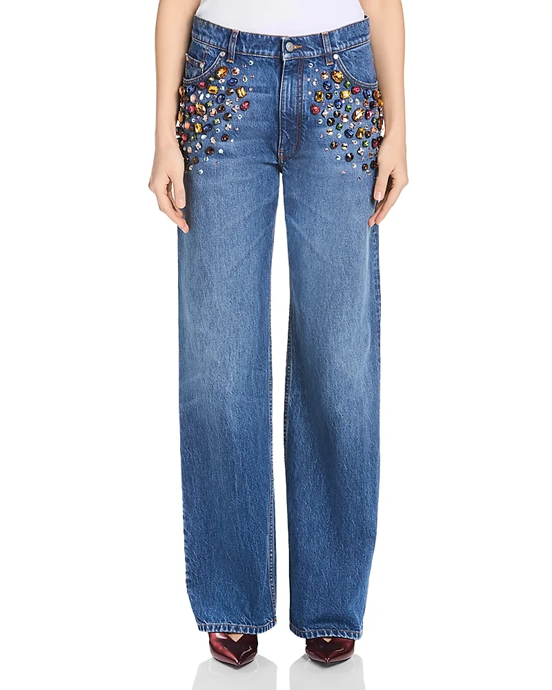 Crystal Embellished Straight Jeans by Stella McCartney